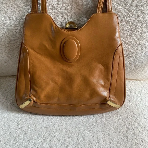 Lou Taylor | Vintage Shoulder Bag w/ Mirror Camel Made In Italy - Picture 4 of 16